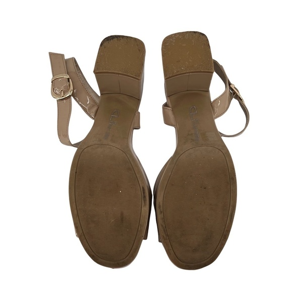 CLaundry Tan Patent Block Heel Platform Sandals Size 8 Women’s - Picture 7 of 7